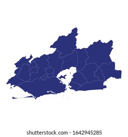 map of Greater Rio de Janeiro is Metropolitan area of Brazil with borders of the municipalities