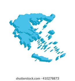 A map of Greece 3D on white background