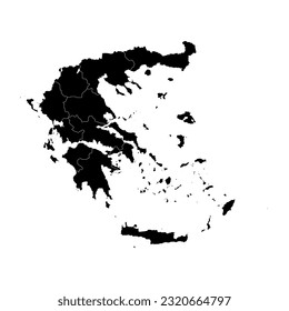 Map of Greece with administrative regions. Vector illustration.