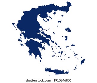 Map of Greece in blue colour