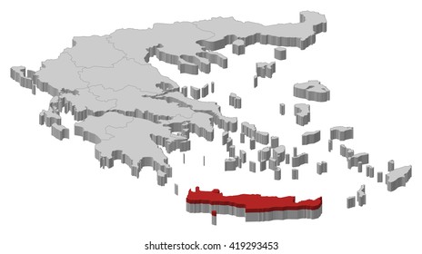 Map - Greece, Crete - 3D-Illustration