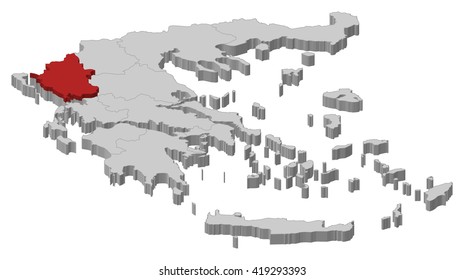Map - Greece, Epirus - 3D-Illustration