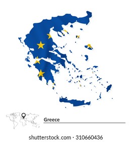 Map of Greece with European Union flag - vector illustration