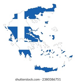 Map of Greece with Greece flag
