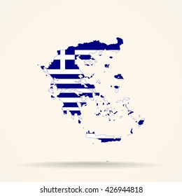 Map of Greece in Greece flag colors