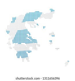 Map of Greece with flag. Pointillism style. Vector illustration design