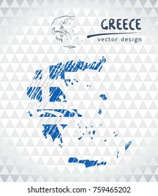 Map of Greece with hand drawn sketch map inside. Vector illustration