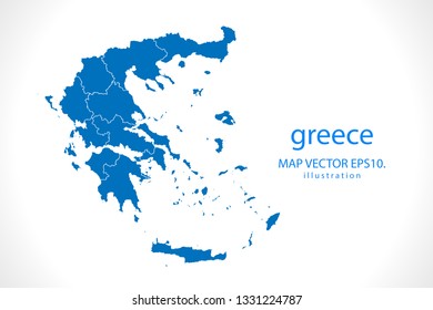 Map of greece - High detailed blue map on white background. Abstract design vector illustration