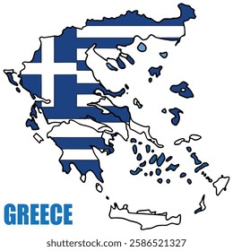 Map of Greece with inside flag