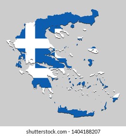 Map of Greece with national flag. Vector Illustration.