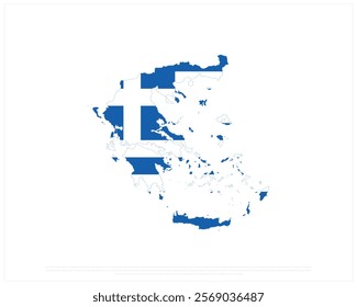 Map of GREECE on a white background, Editable Vector illustration of GREECE flag, National Day design, Map Flag of Greece flat design, National Day of Greece