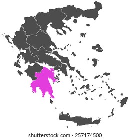 map of greece pink