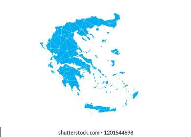 Map of Greece from Polygonal wire frame low poly mesh,Greece map Vector Illustration EPS10.