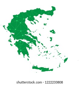 Map of Greece from Polygonal wire frame low poly mesh,Greece map Vector Illustration EPS10.
