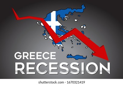 Map of Greece Recession Economic Crisis Creative Concept with Economic Crash Arrow Vector Illustration Design.