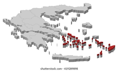 Map - Greece, South Aegean - 3D-Illustration