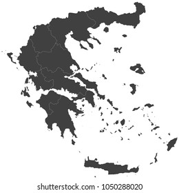 Map of Greece split into regions