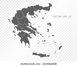 Map of Greece , vector illustration on transparent background. Items are placed on separate layers and editable.