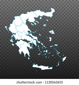 Map of Greece. Vector illustration on transparent background. Items are placed on separate layers and editable. Vector illustration eps 10.