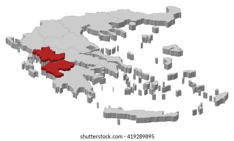 Map - Greece, West Greece - 3D-Illustration