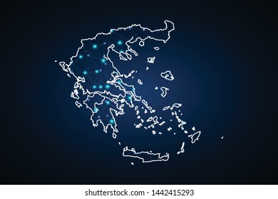 Map of greece. Wire frame 3D mesh polygonal network line, design sphere, dot and structure. communications map of greece. Vector. - Vector
