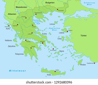Map of Greece (with german inscription)