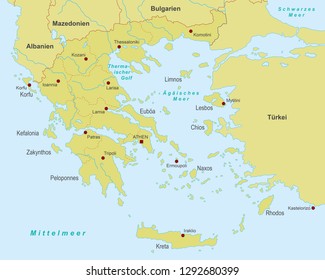 Map of Greece (with german inscription)