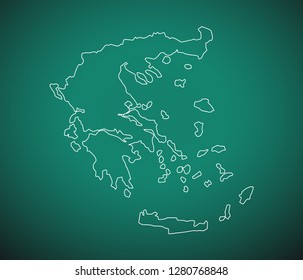 Map of Greece,Green map on dark background. Vector illustration eps 10.