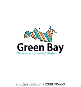 Map Of Green Bay Wisconsin City United States Geometric Logo