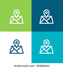 Map green and blue material color minimal icon or logo design