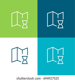 Map green and blue material color minimal icon or logo design