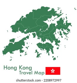 Map - The green Hong Kong map divides each city and its territories separately.