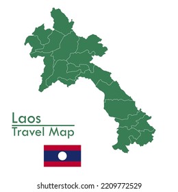 Map - The green map of Laos divides each city and territory separately.