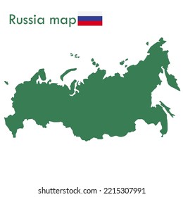 Map Green Russia map with national flag.