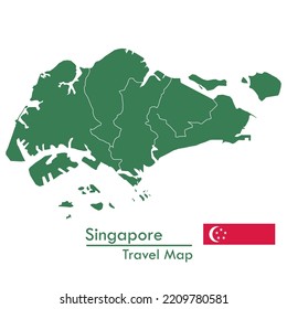 Mapa - El mapa verde de Singapur tiene ciudades y territorios separados.