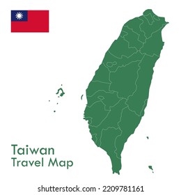Map - The green Taiwan map divides each city and its territories separately.