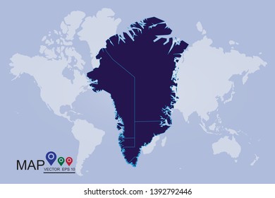 Map of greenland. Detailed vector map with counties