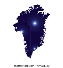 Map of greenland. Detailed vector map with counties, regions, province, states. Blue shape/contour map of greenland. Map of Greenland - Blue Geometric Rumpled Triangular , Polygonal Design For Your.