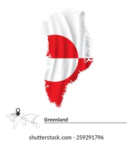 Mapa de Groenlandia con bandera - ilustración vectorial