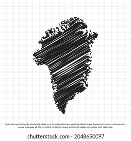 Map of Greenland freehand drawing on a sheet of exercise book. Vector illustration.