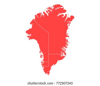 Map of Greenland - High detailed red map on white background. Abstract design vector illustration eps 10.