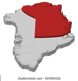 Map - Greenland, Northeast Greenland National Park - 3D-Illustration