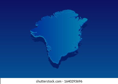 map of Greenland on blue background. Vector modern isometric concept greeting Card illustration eps 10.