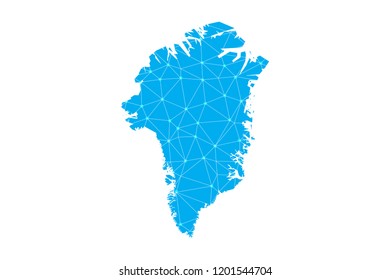 Map of Greenland from Polygonal wire frame low poly mesh,Greenland map Vector Illustration EPS10.