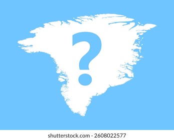 Map of Greenland and question mark simple flat icon illustration