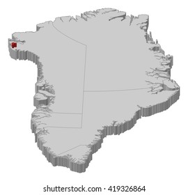 Map - Greenland, Thule Air Base - 3D-Illustration