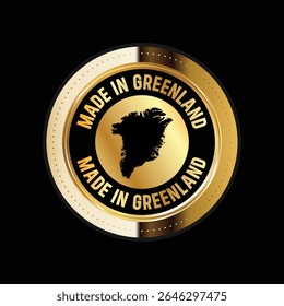 Map of Greenland. Vector illustration. Logo, Icon, and Symbol. Greenland map gold seal. 