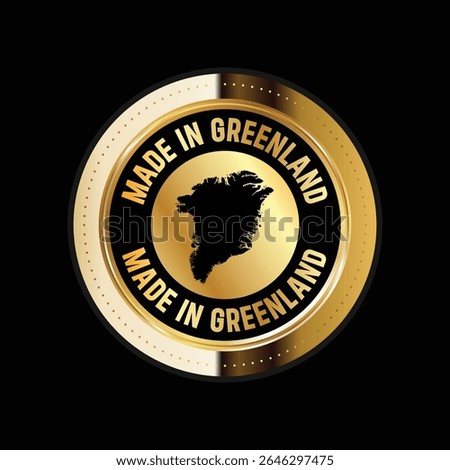 Map of Greenland. Vector illustration. Logo, Icon, and Symbol. Greenland map gold seal. 