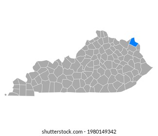 Map of Greenup in Kentucky on white