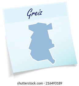 Map of Greiz-Stadt as sticky note in blue